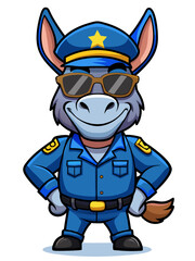 donkey police mascot illustration, suitable for logo or mascot character