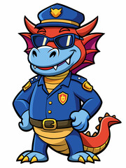 dragon police mascot illustration, suitable for logo or mascot character
