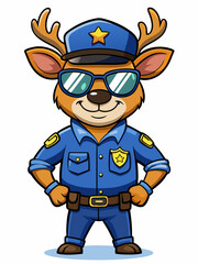 deer police mascot illustration, suitable for logo or mascot character