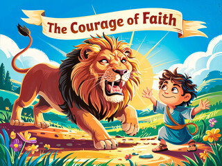 David and The Lion Cartoon Bible Kids