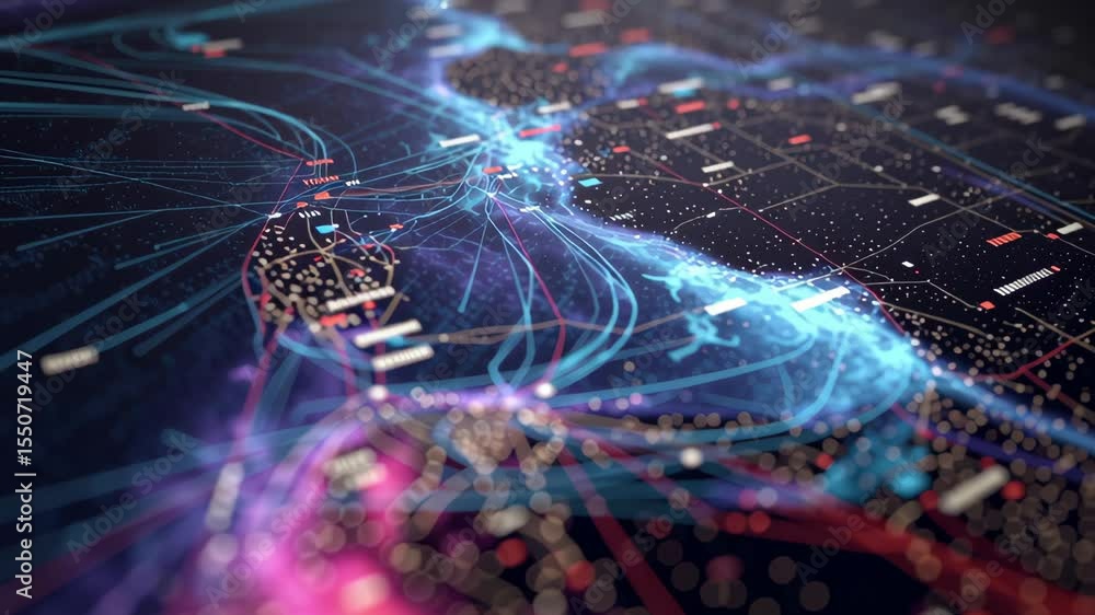 Aufkleber complex network of interconnected lines and nodes representing marine routes and destinations, visua