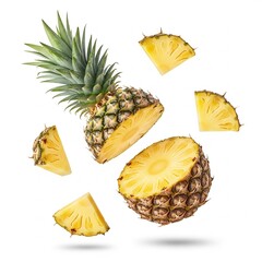 Exploded View of Fresh Pineapple and Slices