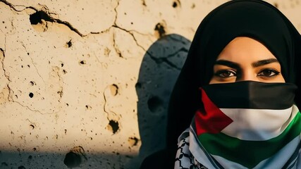 video of woman wear Palestine Flag Scarf