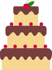 Three tier cake with chocolate frosting