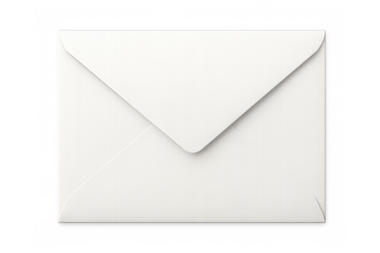 White envelope lying flat on transparent surface, representing clean communication design element with minimalist aesthetic