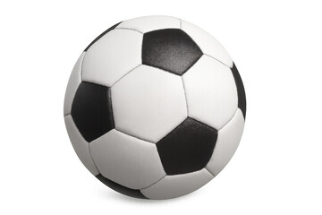 Fototapeta premium Photorealistic 3d rendering of a classic soccer ball rotating on a transparent background, perfect for sports-themed projects