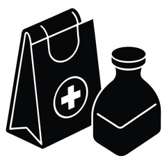 pharmacist element isolated prescription bag on white background