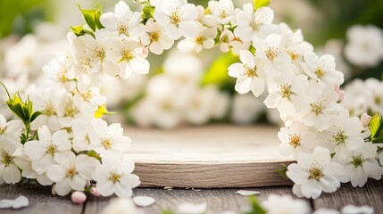 Spring Blossom Flowers Wooden Mockup Background