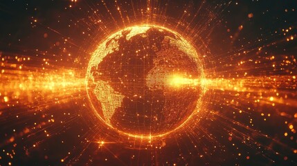 Stunning 3D Visualization of Earth with Emanating Light Particles