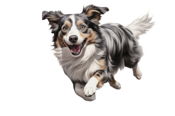 Joyful Australian Shepherd Running: Stunning Dog Photo transparent background png