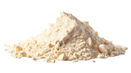  Heap of protein powder – high-resolution close-up on transparent background