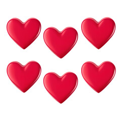Valentine concept set 3d red heart object isolated on pink background for graphic decorate. 3d render illustation with object clipping path.