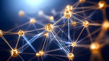 Abstract Network Connection Golden Nodes Digital Technology