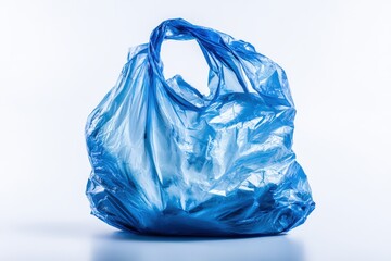 Translucent Blue Plastic Bag Filled with Unidentifiable Contents on
