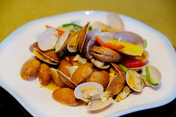 stir fried Atlantic surf clams seafood