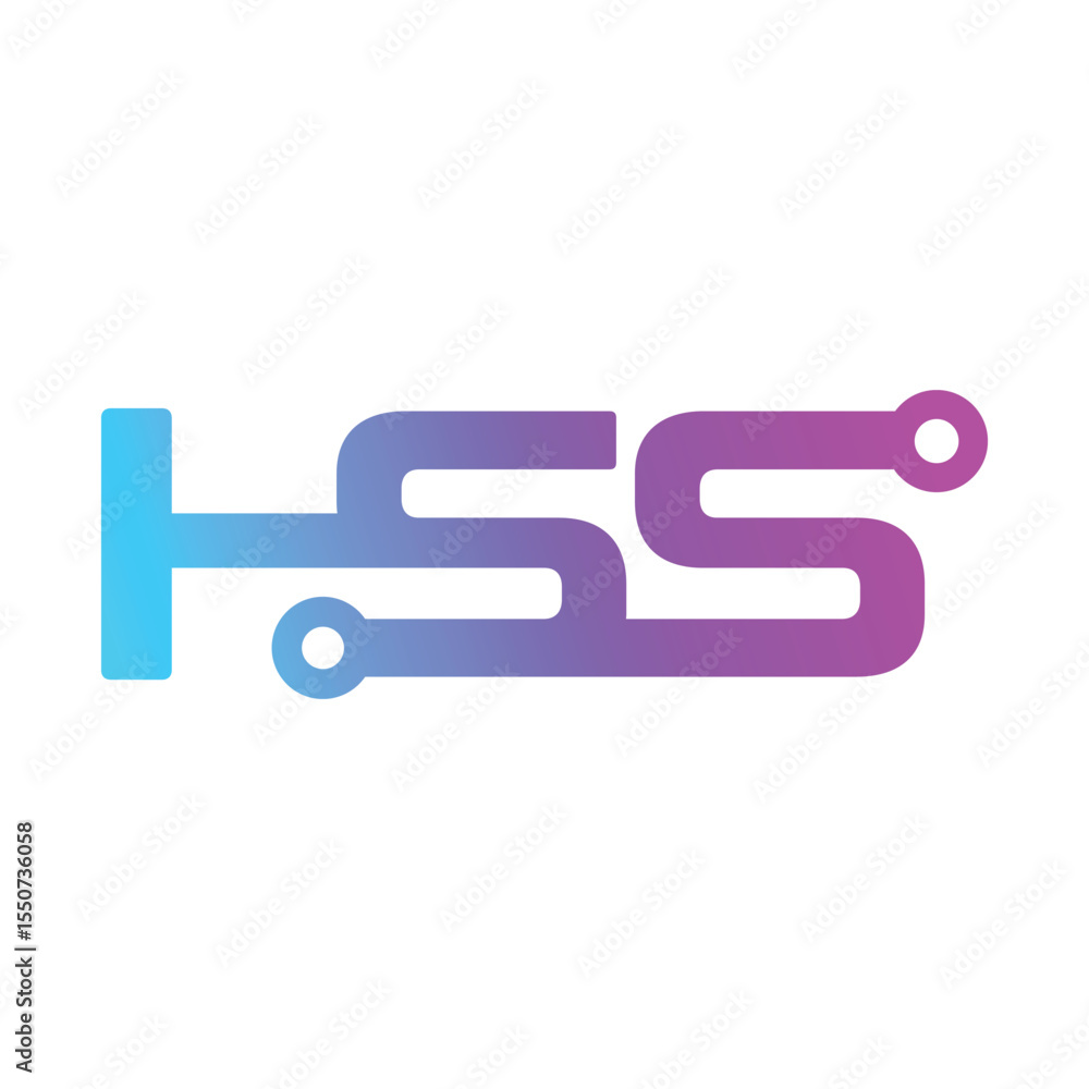 Poster the image shows a flat monogram logo design of an initial letter hss with transistor node lines in b