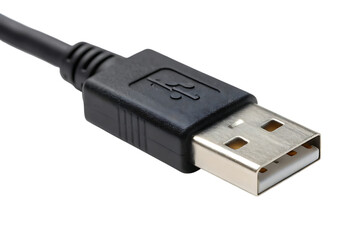 Usb connector cable plug for data transfer on transparent background