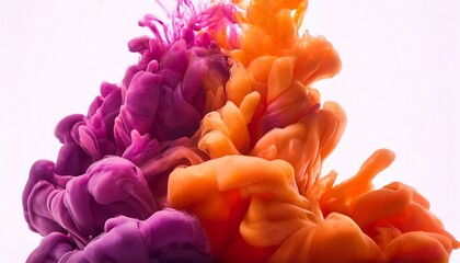 Fototapeta premium magenta and orange liquid ink in water visual