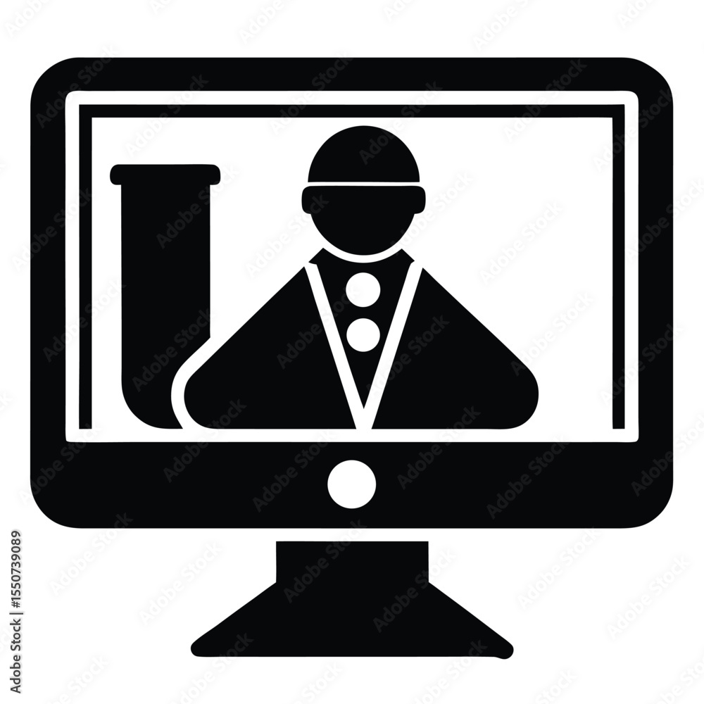Poster lab technician element isolated computer mon white background