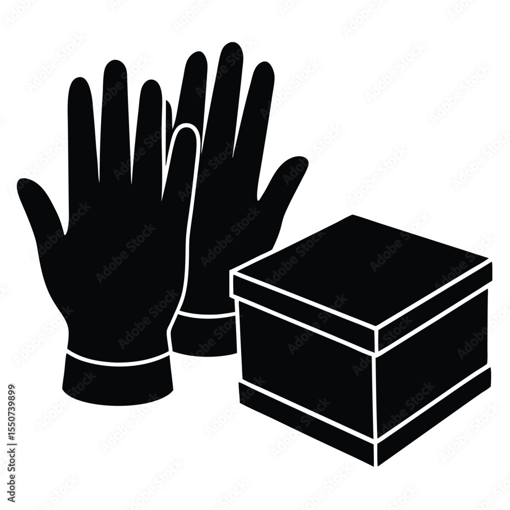 Poster lab technician element isolated gloves box on white background