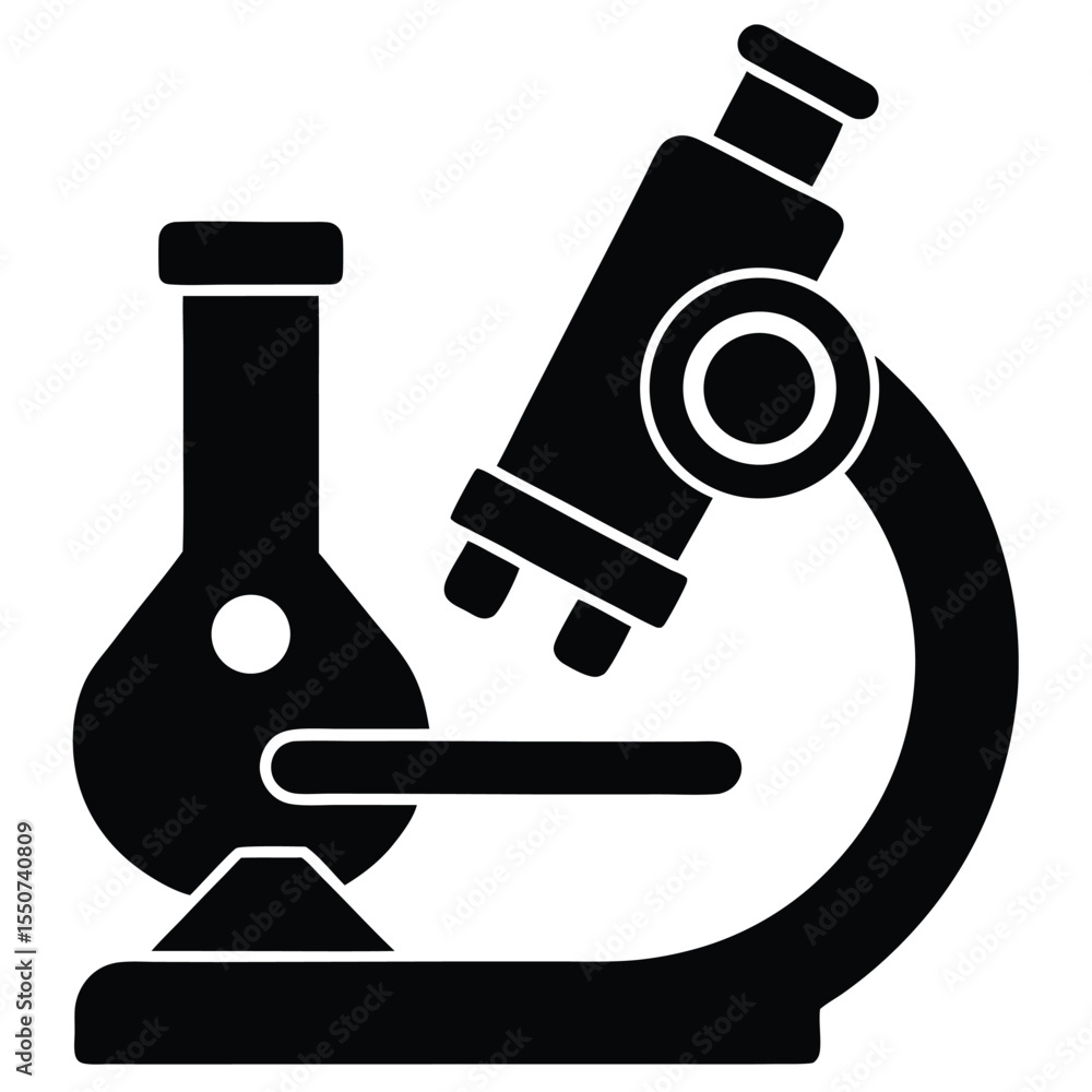 Poster lab technician element isolated microscope on white background