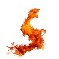 A majestic silhouette of a flaming dragon transparent background