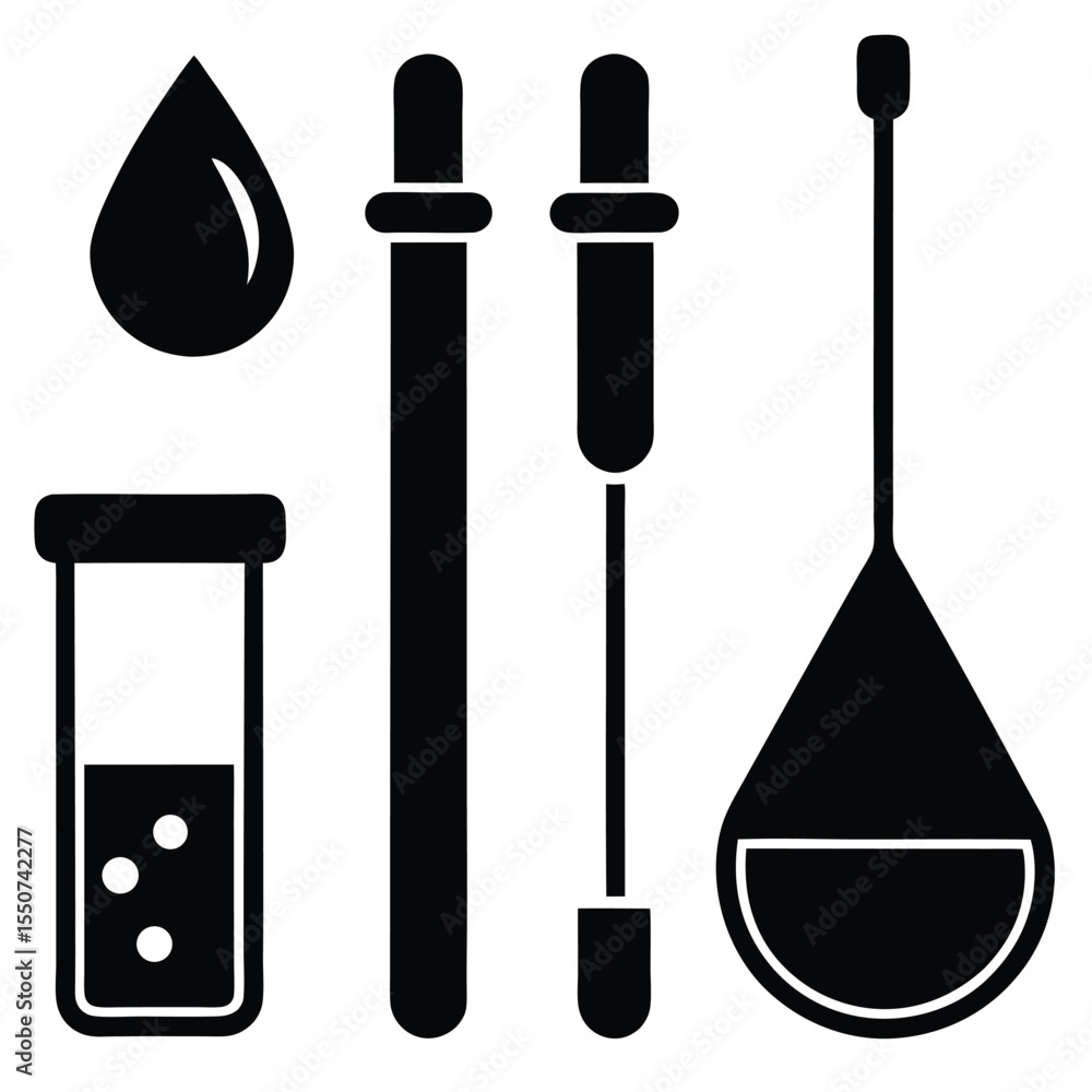 Poster lab technician element isolated sample pipette tip on white background