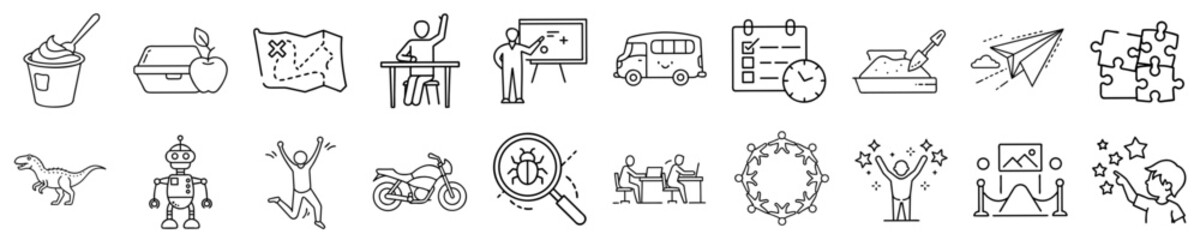 Playful kids icons (set) collection for educational materials, children's products, and event promotions