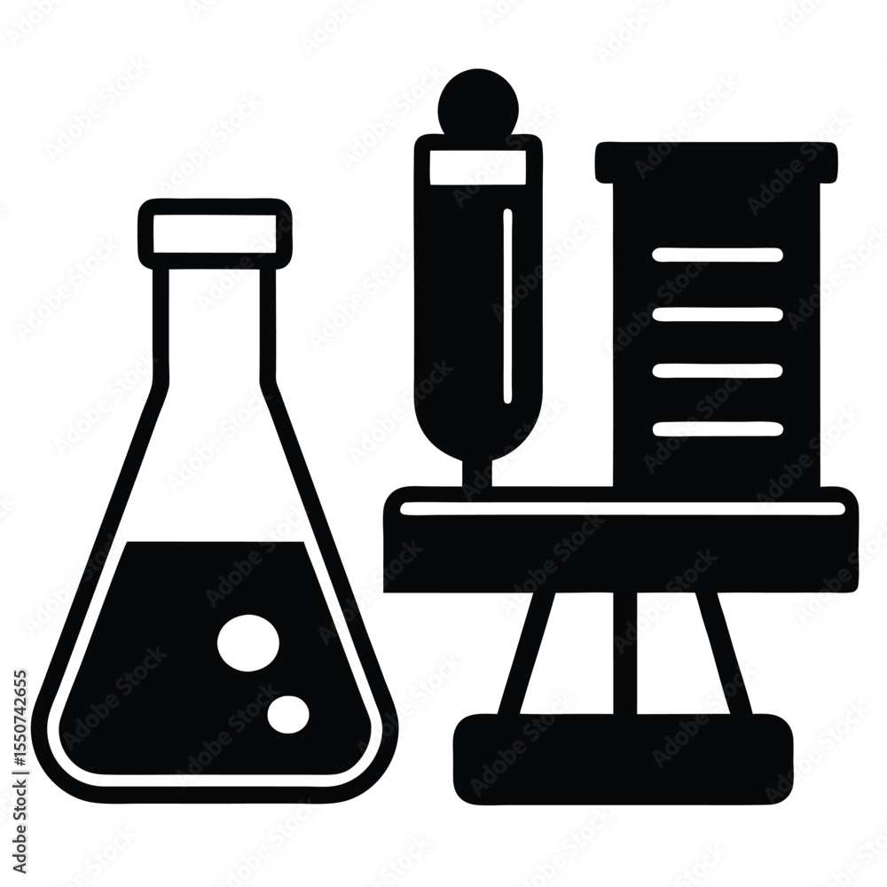Poster lab technician element isolated slide staining jar on white background