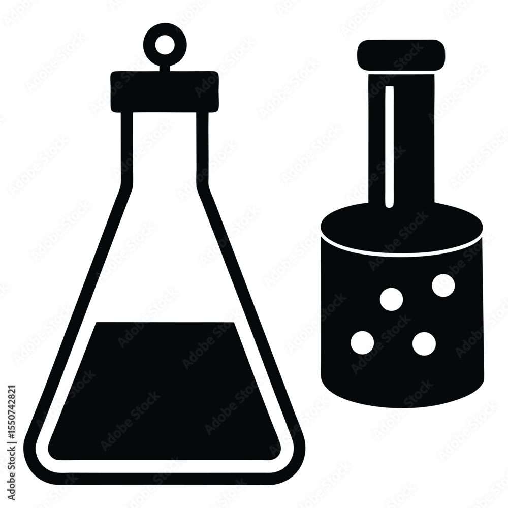 Poster lab technician element isolated slide staining jar on white background