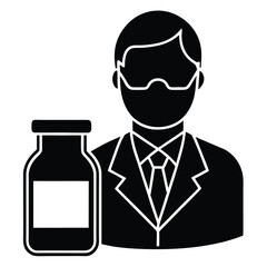 lab technician element isolated specimen jar on white background