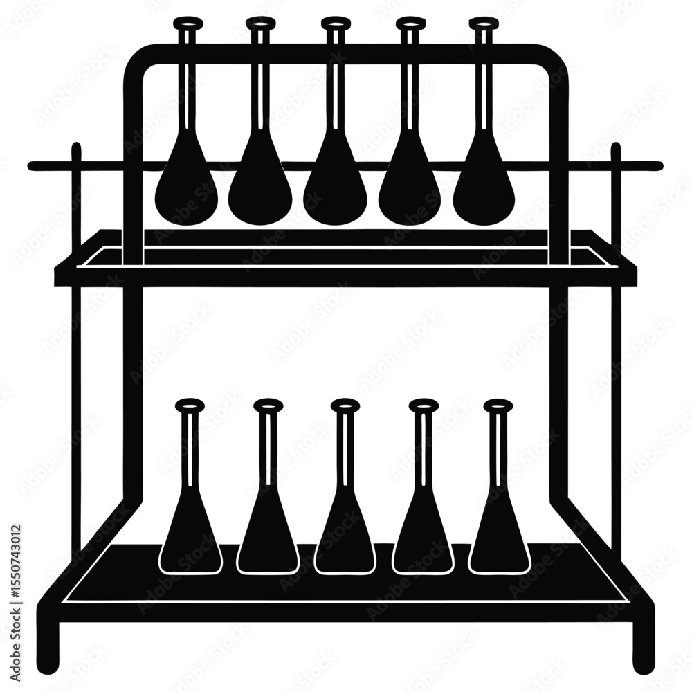 Poster lab technician element isolated staining rack on white background