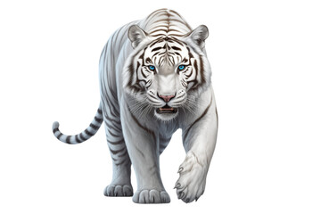 Obraz premium Majestic White Tiger: A Powerful and Striking Portrait transparent background png