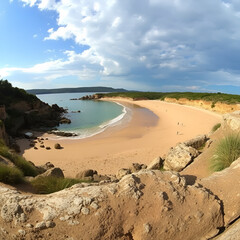Panorama of the beach of the natural park of the tombolo of Cecina Marina di Cecina Tuscany Italy