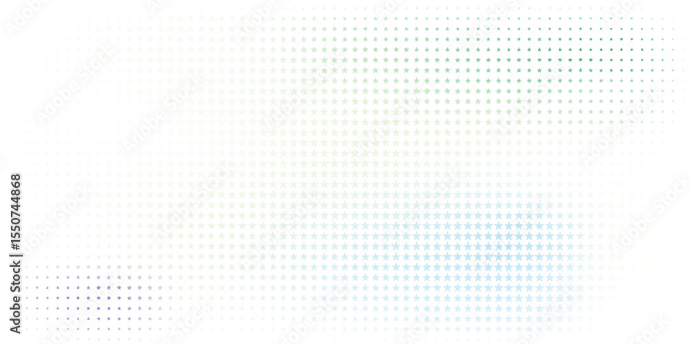 Poster colorful star pattern gradually changing from green to blue, forming an abstract gradient background