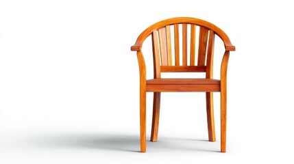 Elegant Wooden Chair with Curved Backrest and Slatted Design, Perfect for Modern Interiors and Outdoor Spaces, Showcasing Craftsmanship and Style