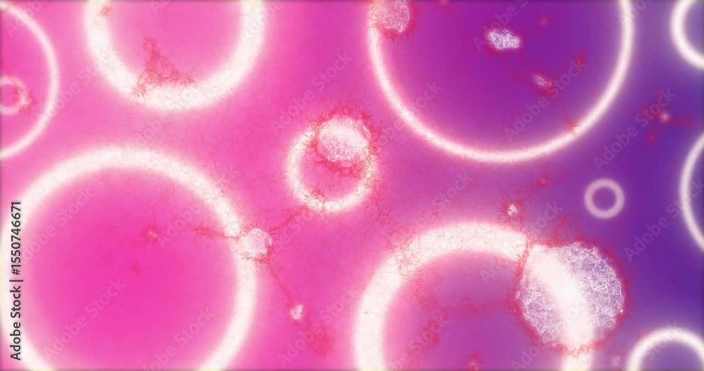 Poster opening gradient fractal drifting toward pulsing rings clusters merging into rotating sphere fading