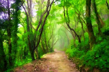 Fototapeta premium Lush forest path (2)