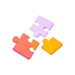 3d minimal problem solving concept. teamwork collaboration concept. A jigsaw puzzle is going to connect together. 3d illustration.