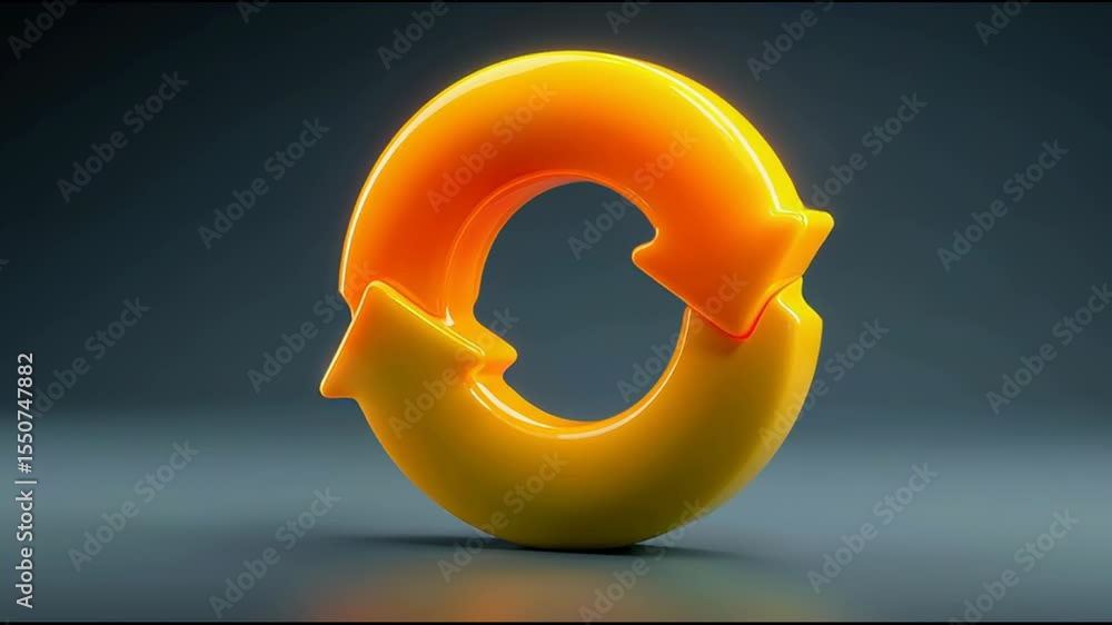 Poster green and orange 3d object illustrating the concept of closing the loop and finishing with feedback 