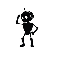 Vector art of a silhouette robot character illustration, isolated on white background