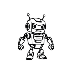 Vector art of a grumpy robot character illustration, isolated on white background