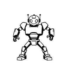 Vector art of a friendly cartoon robot character illustration, perfect for kids apps or websites, isolated on white background