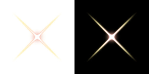 Warm Starburst Light Effect on Transparent and Black Background
