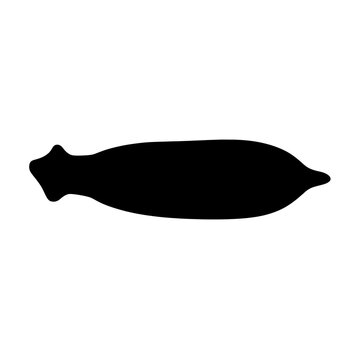 Silhouette of Urechis unicinctus Against White Background Highlighting Its Unique Shape