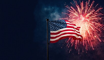 Stunning American Flag with Fireworks for 4th of July Celebration