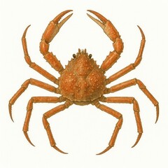 An orange spider crab specimen isolated on white background