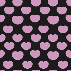 seamless pattern with cute pink hearts on black background 