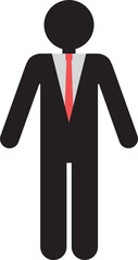 Male figure standing in a formal posture wearing a suit representing a corporate role.