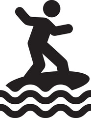 Individual riding a surfboard on ocean waves in an action pose.